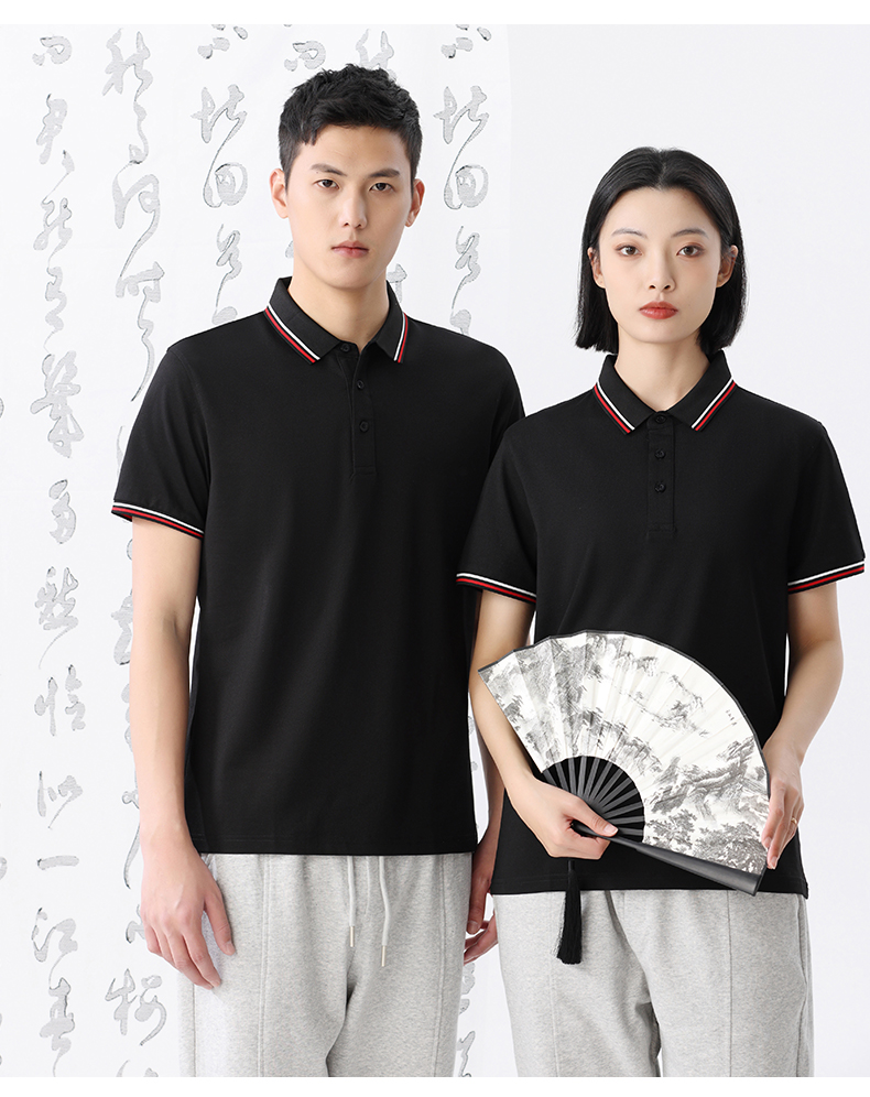 200g 40s yarn color collar short sleeve POLO shirt GJ28-2208