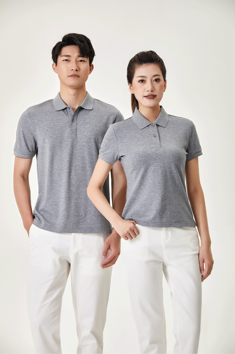 200g 40 count Chinese style long staple cotton solid color lapel short sleeve POLO shirt universal S02-6090