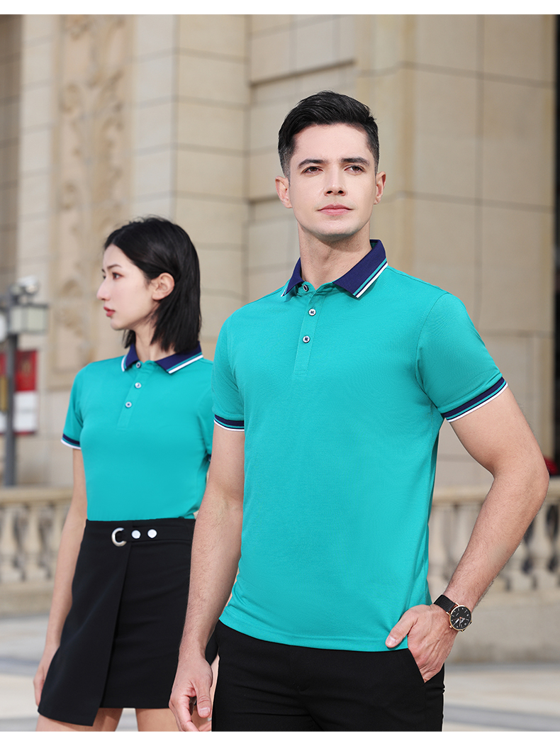 200g combed cotton interlaced color two-level lapel short-sleeved POLO shirt YZ02-9902