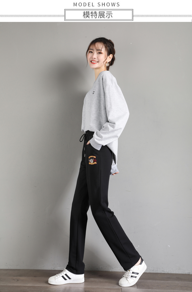 Elastic sports pants women casual sweatpants straight pants women style G32-CR006