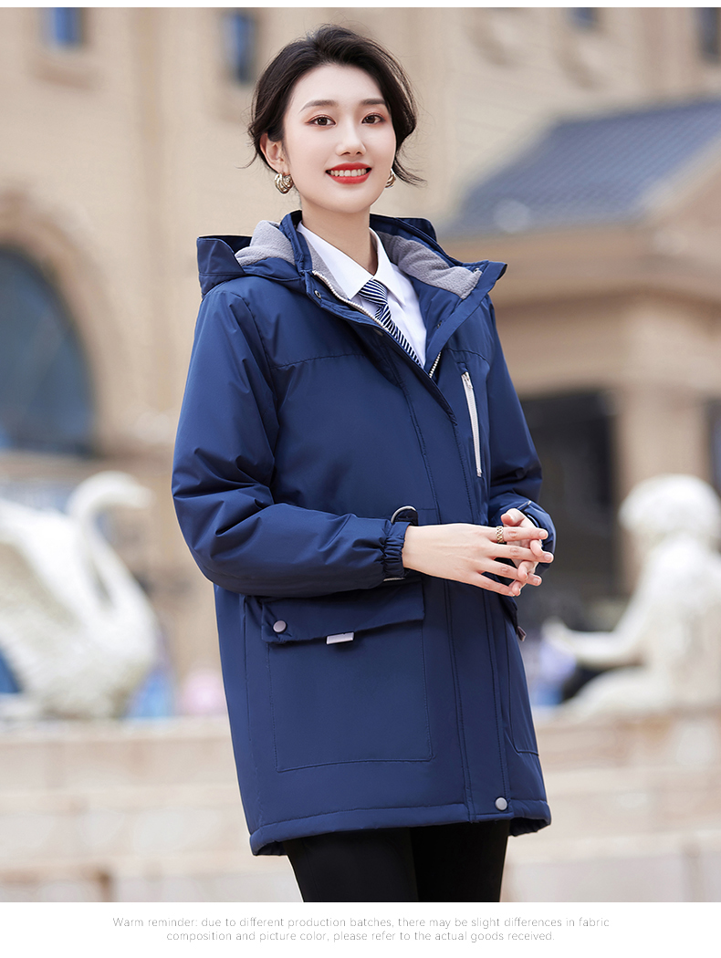 Autumn and winter warm hooded large pocket cotton jacket for women DY7-2289