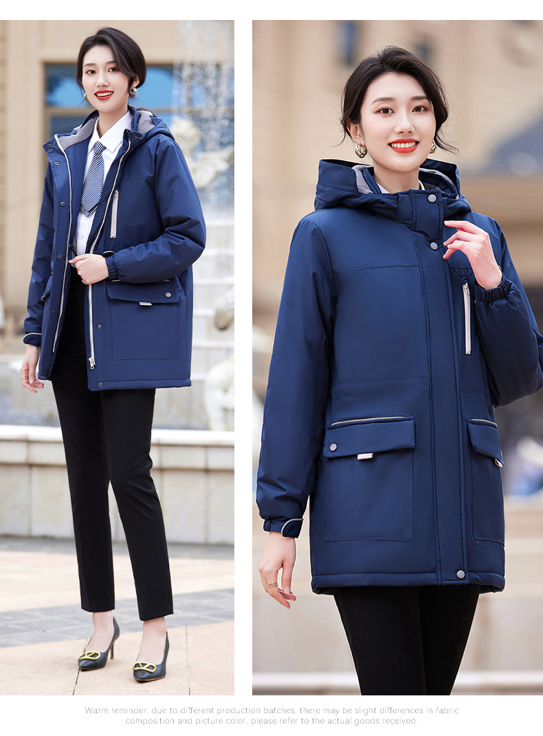 Autumn and winter warm hooded large pocket cotton jacket for women DY7-2289