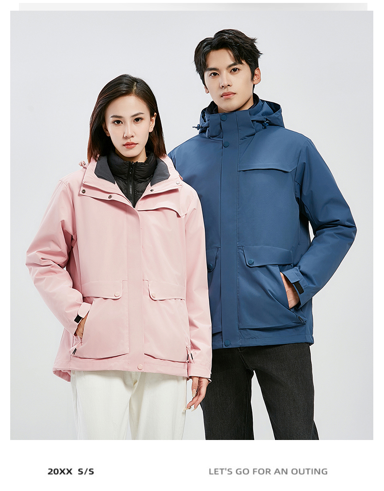 Outdoor detachable down three-in-one couple jacket KE-7018