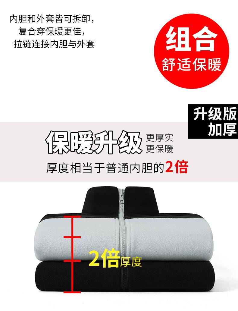 Outdoor windproof polar fleece liner three-in-one jacket for men KH2-2418