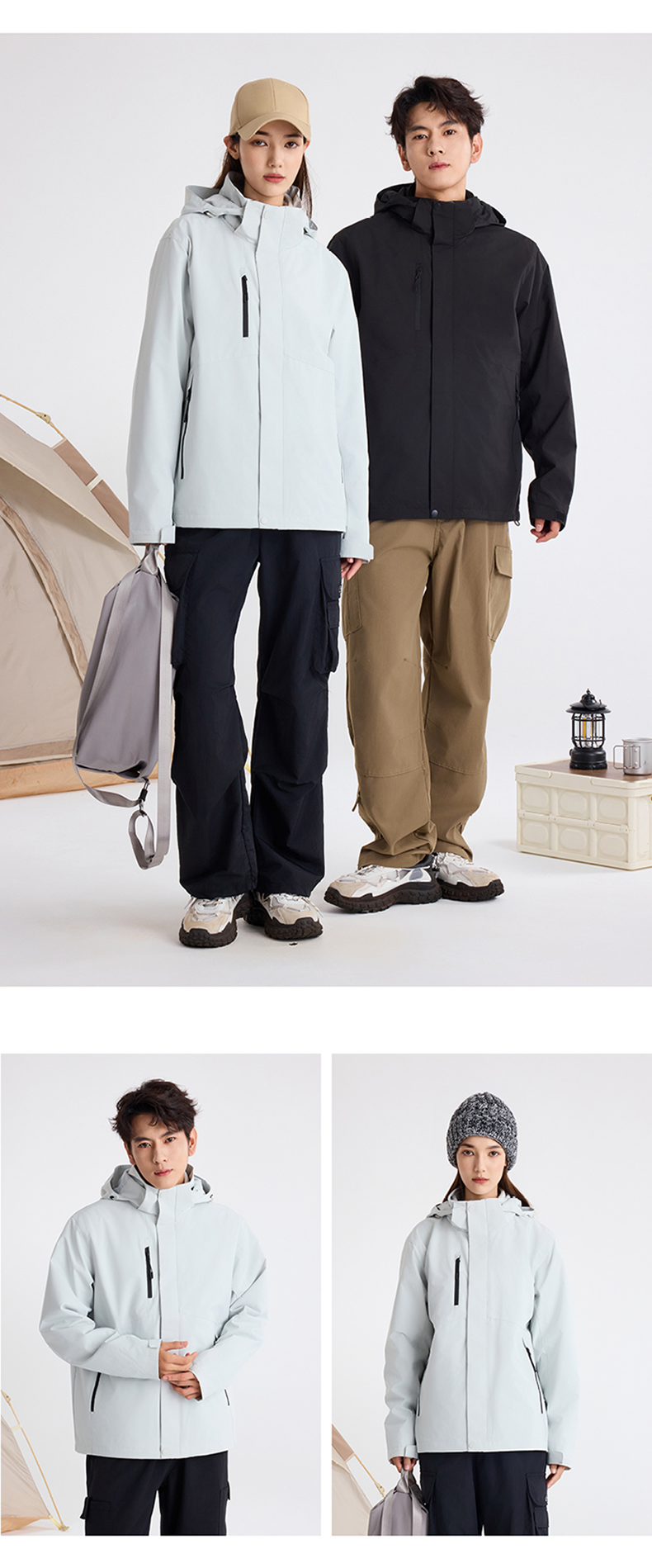 Outdoor windproof and waterproof couple three-in-one jacket KC2-250809A