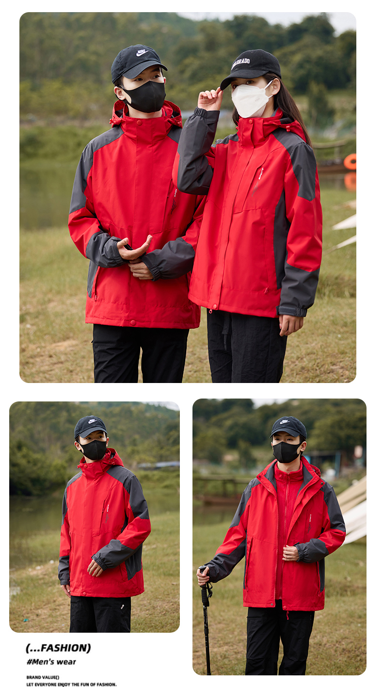 Hard shell couple three-in-one jacket KS-1818S men