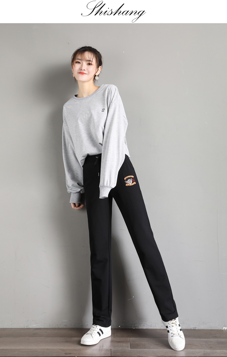 Elastic sports pants women casual sweatpants straight pants women style G32-CR006