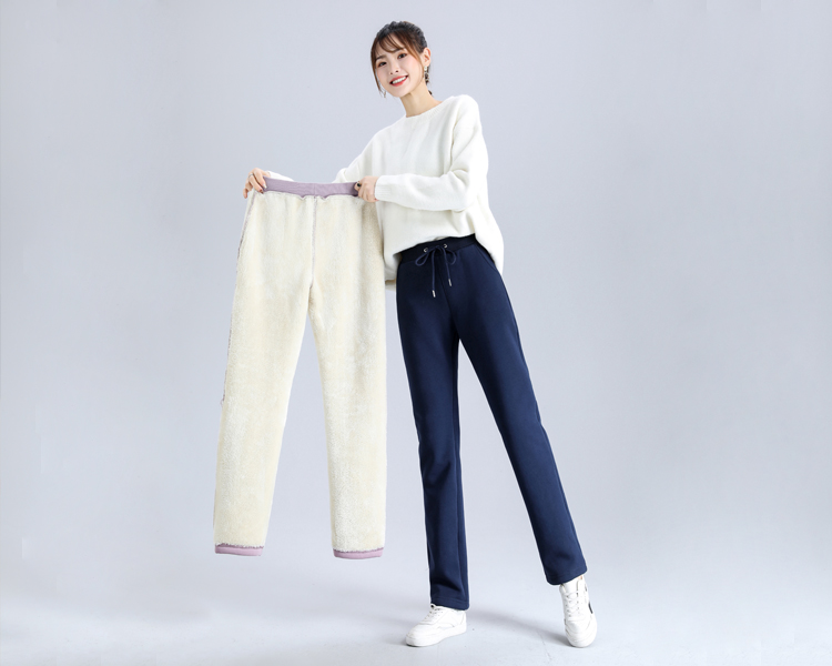 Autumn and winter thickened lambskin drawstring casual pants for women G32-8081