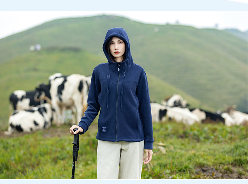 480g double-sided composite polar fleece fleece hooded jacket KG2-5316 for women