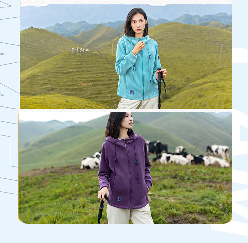 480g double-sided composite polar fleece fleece hooded jacket KG2-5316 for women