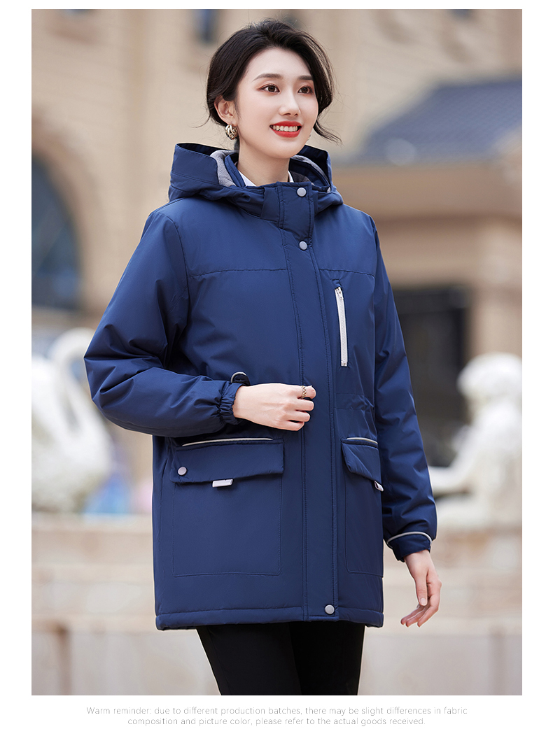 Autumn and winter warm hooded large pocket cotton jacket for women DY7-2289