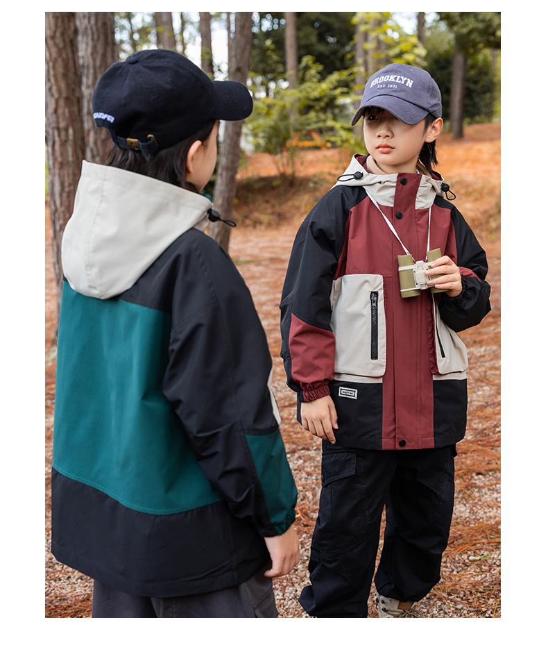 Three-in-one polar fleece liner contrast color jacket 220-Q23519 children