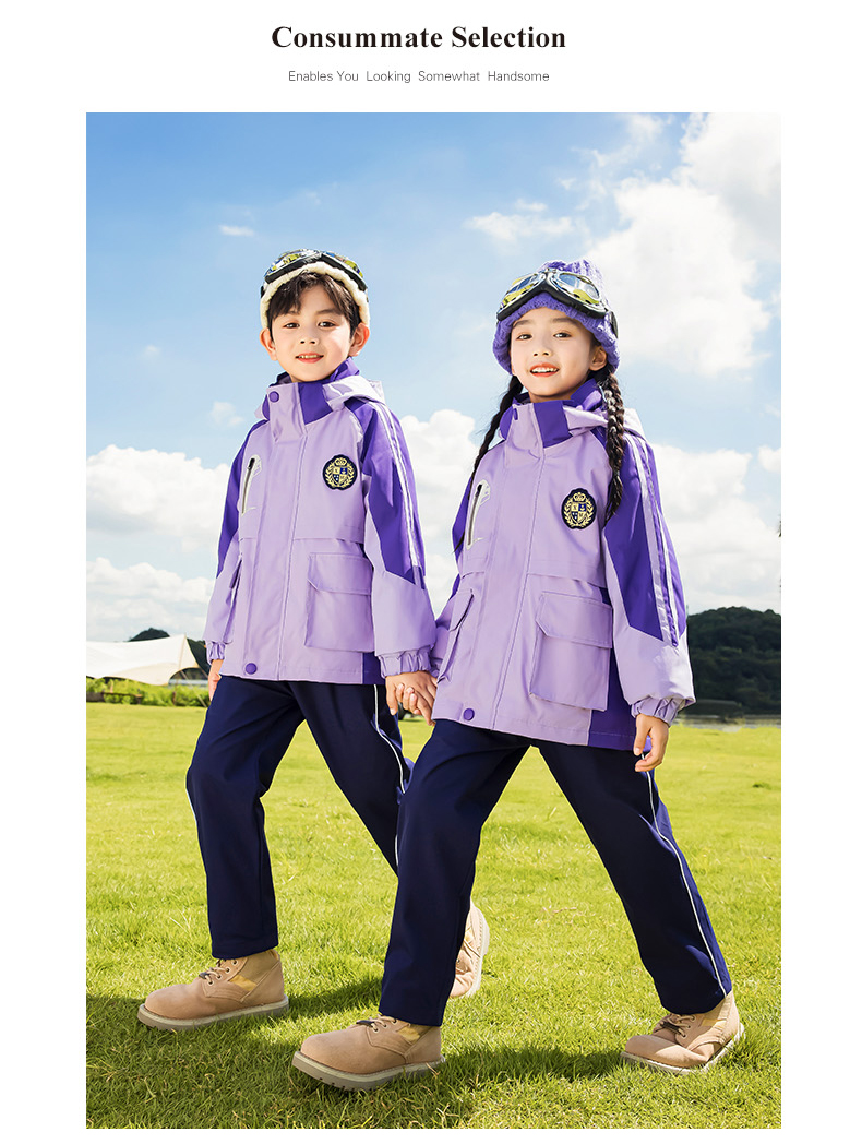 Campus style cold-proof warm jacket three-in-one children style 215-9133 two-piece set (with label)