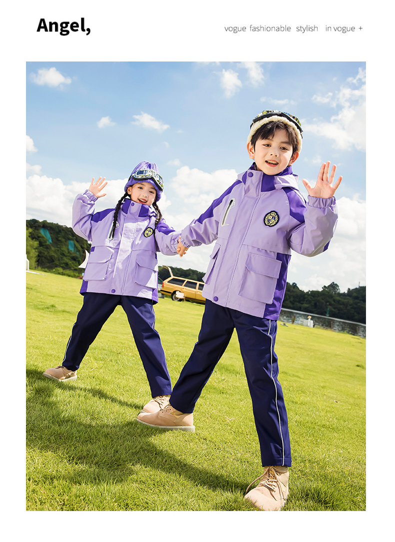 Campus style cold-proof warm jacket three-in-one children style 215-9133 two-piece set (with label)