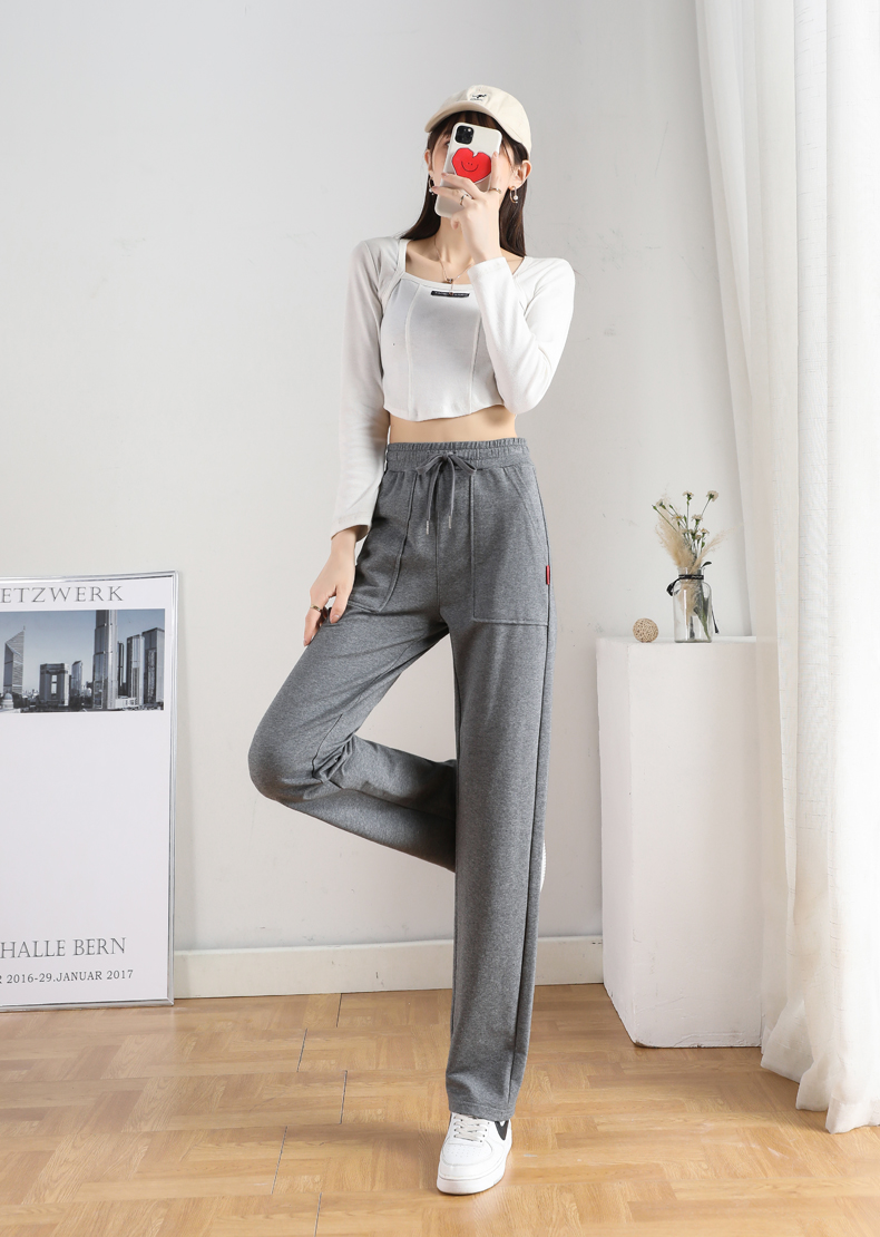 Autumn and winter large pockets with drawstring wide-leg casual pants for women G32-CR876