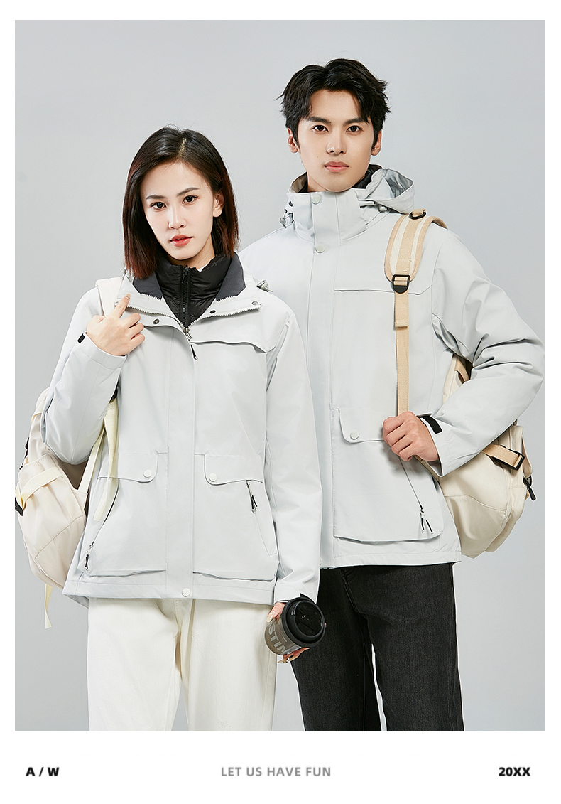 Outdoor detachable down three-in-one couple jacket KE-7018