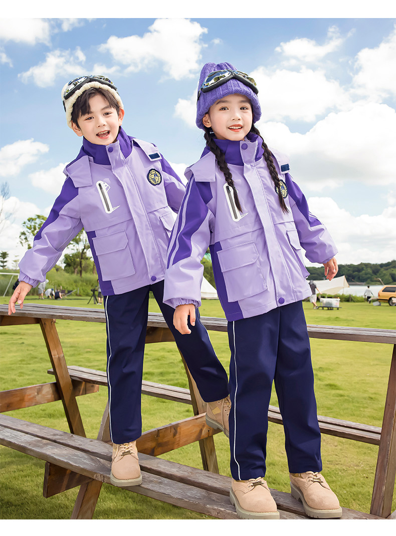 Campus style cold-proof warm jacket three-in-one children style 215-9133 two-piece set (with label)