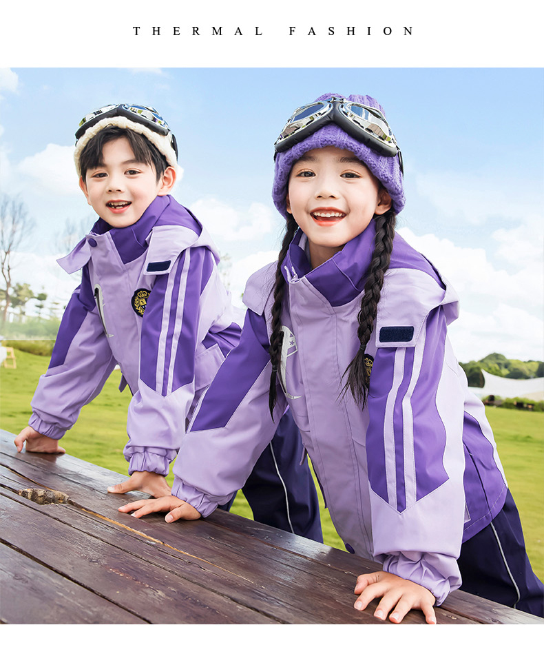 Campus style cold-proof warm jacket three-in-one children style 215-9133 two-piece set (with label)