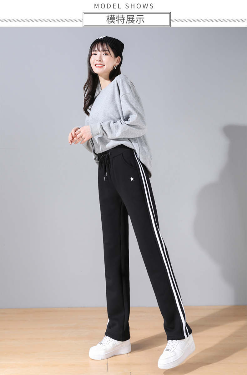 Autumn and winter thickened lambskin straight pants casual trousers women G32-80849