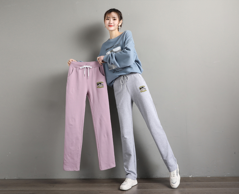 Elastic sports pants women casual sweatpants straight pants women style G32-CR006