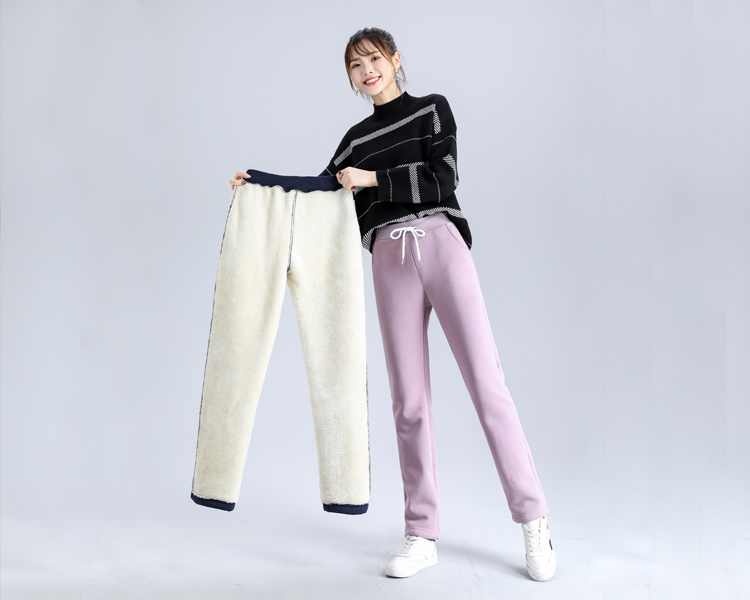 Autumn and winter thickened lambskin drawstring casual pants for women G32-8081