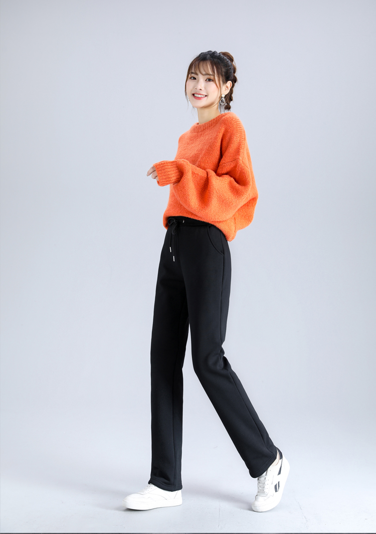 Autumn and winter thickened lambskin drawstring casual pants for women G32-8081