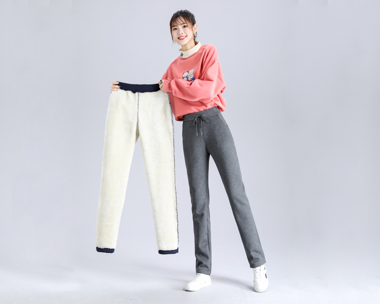 Autumn and winter thickened lambskin drawstring casual pants for women G32-8081