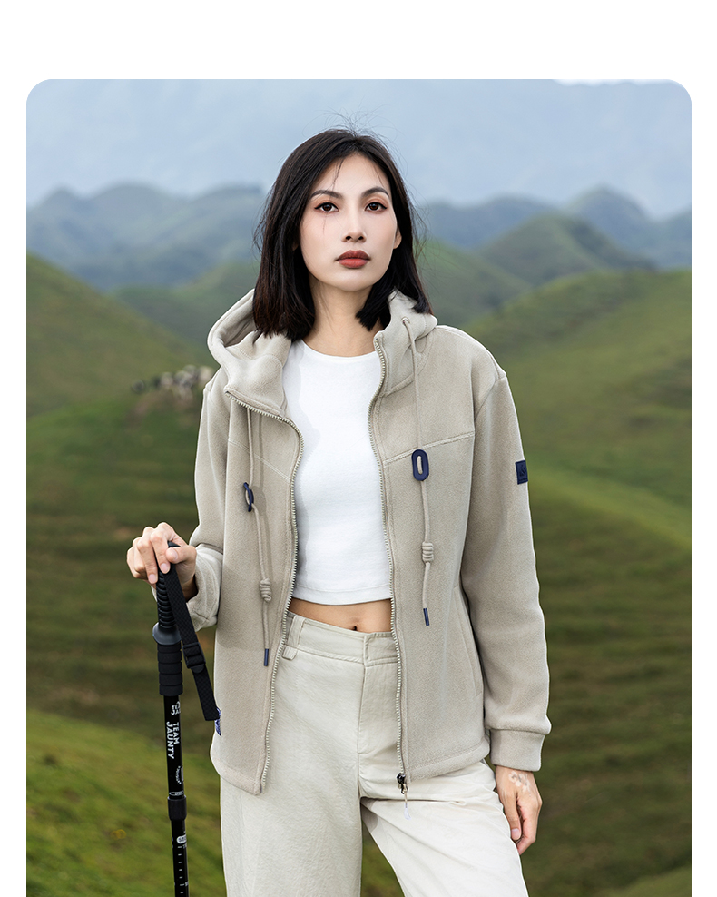 480g double-sided composite polar fleece fleece hooded jacket KG2-5316 for women