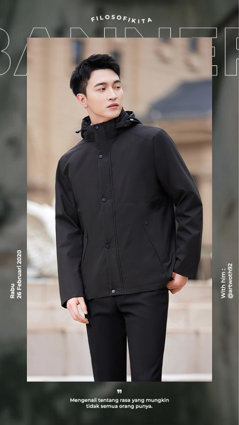 Autumn and winter warm detachable liner coat two-piece suit men DY7-2325A cotton coat men