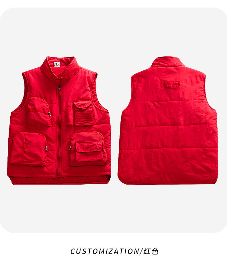 Autumn and winter quick-drying multi-pocket cotton vest E01-3053