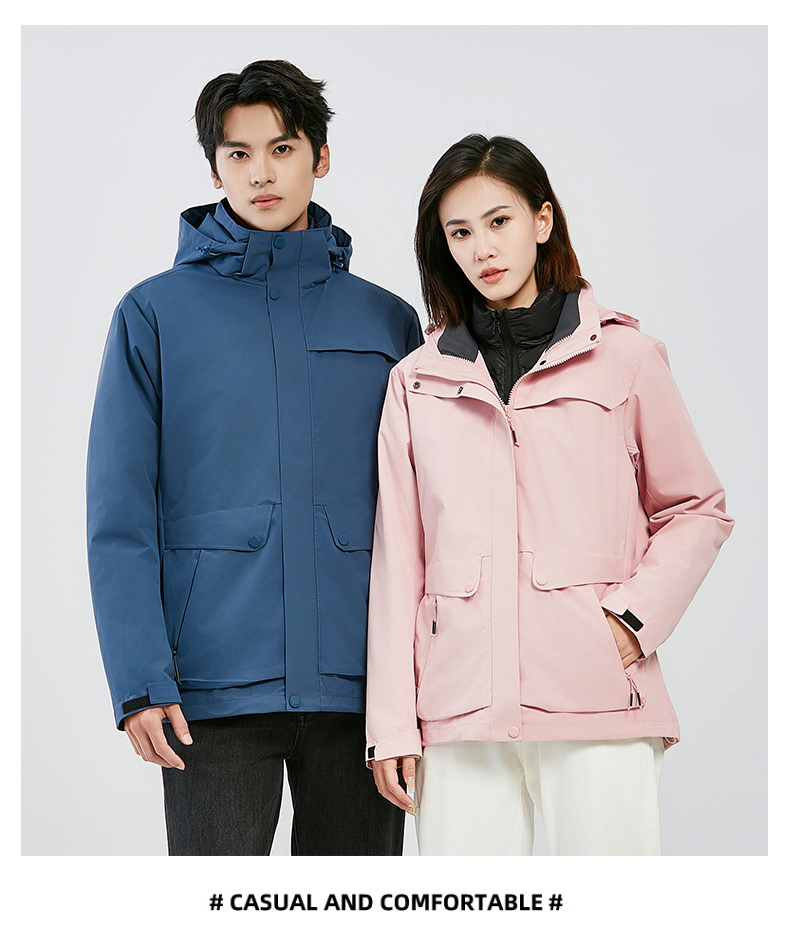 Outdoor detachable down three-in-one couple jacket KE-7018