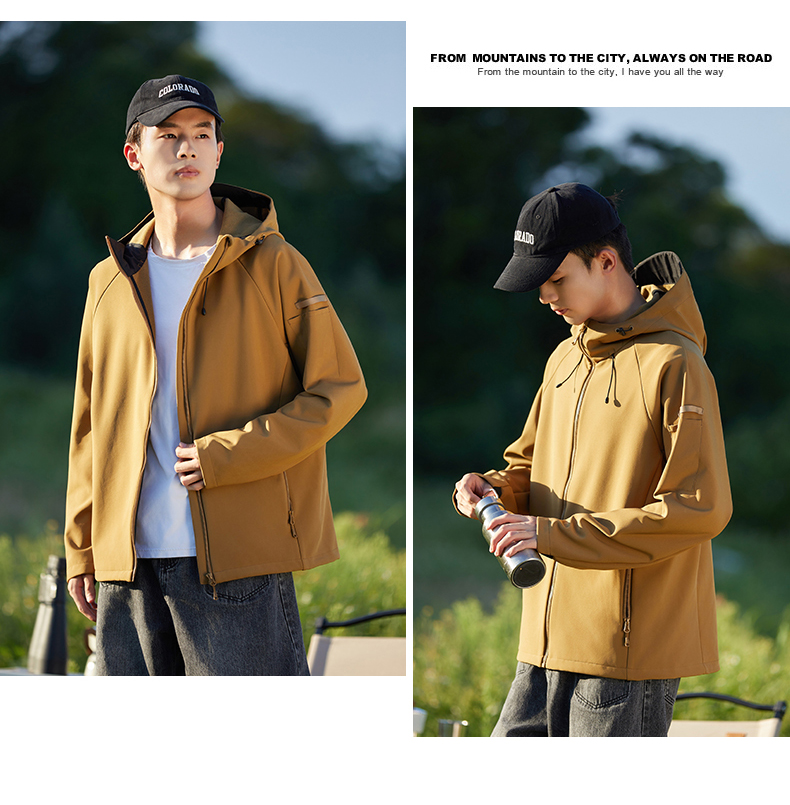 Outdoor warm couple hooded soft shell jacket KD2-H80809