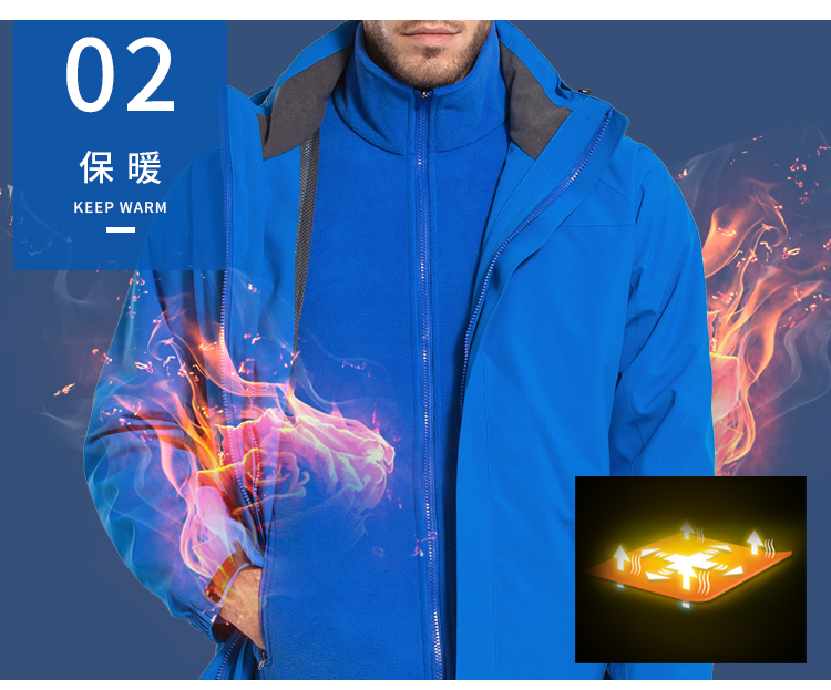 Outdoor sports three-in-one detachable polar fleece liner windproof and waterproof assault jacket general model YZ01-3087