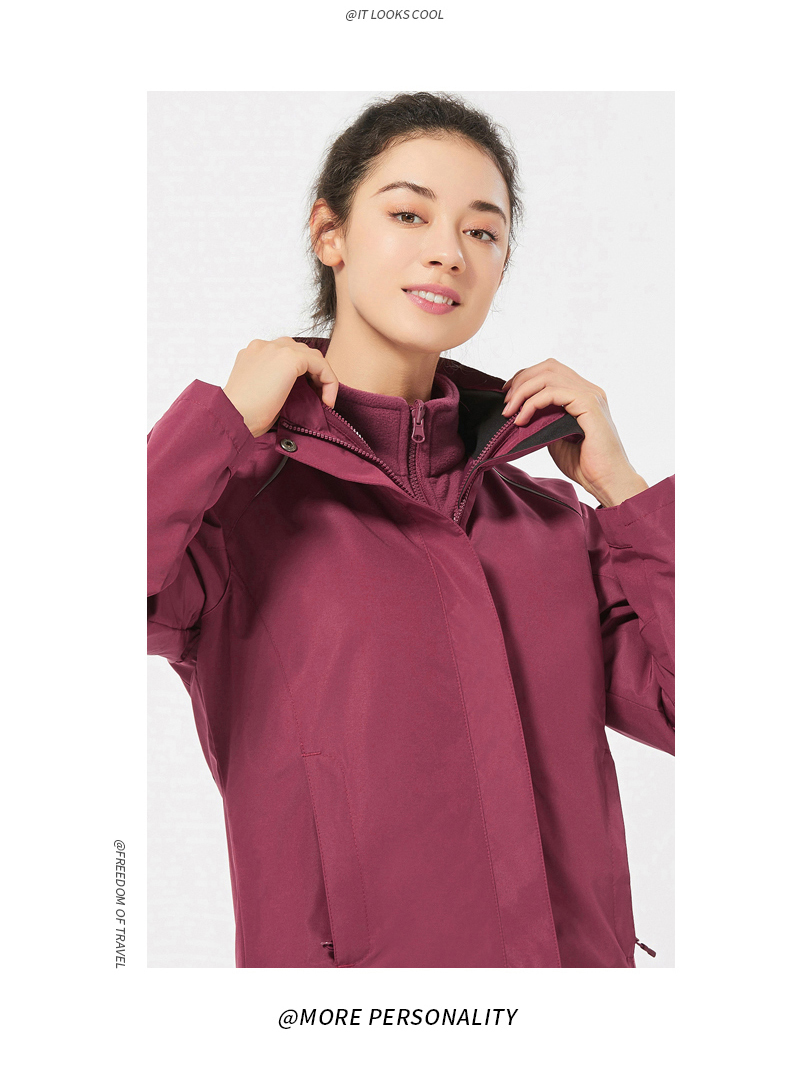 Removable polar fleece liner three-in-one jacket V03-1855 for women