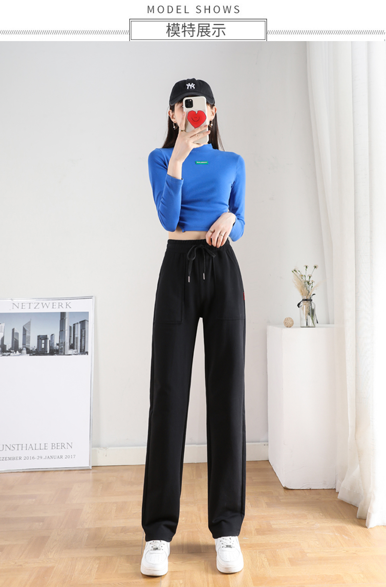 Autumn and winter large pockets with drawstring wide-leg casual pants for women G32-CR876