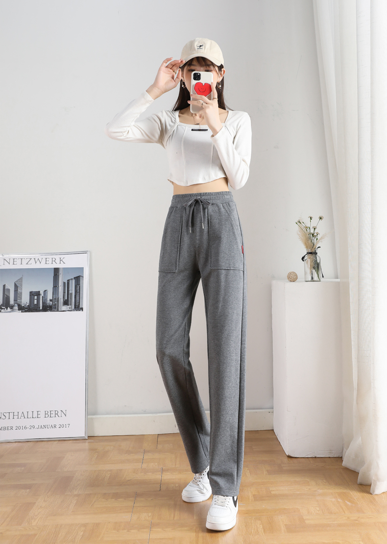 Autumn and winter large pockets with drawstring wide-leg casual pants for women G32-CR876