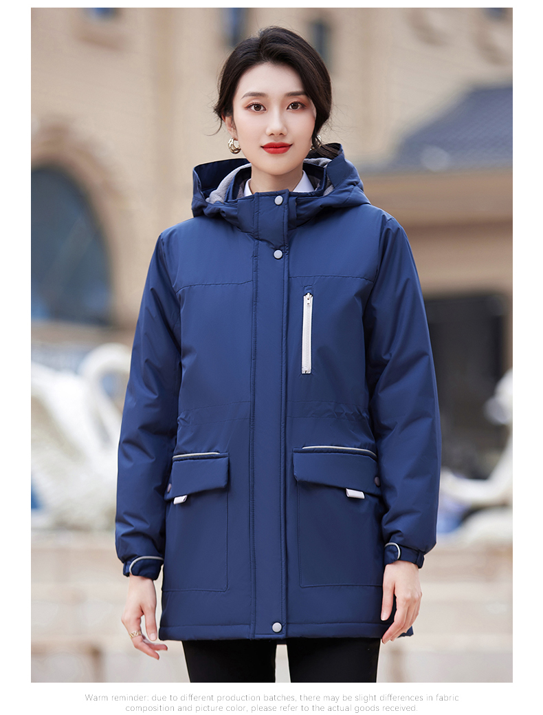 Autumn and winter warm hooded large pocket cotton jacket for women DY7-2289