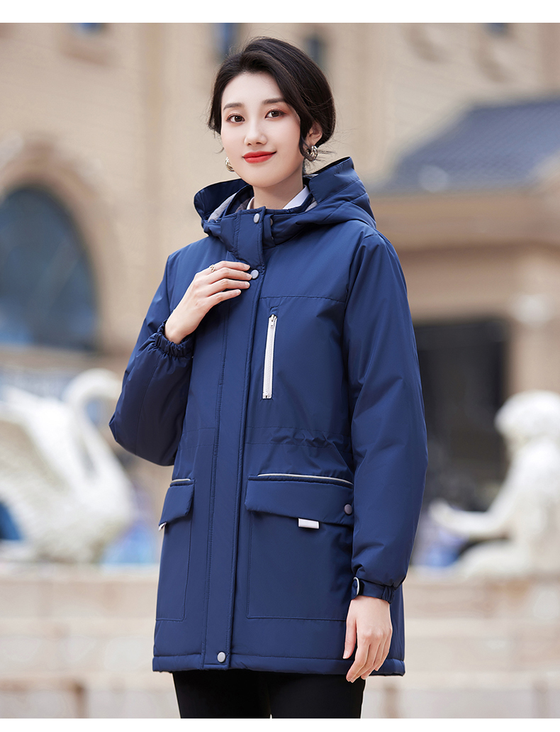 Autumn and winter warm hooded large pocket cotton jacket for women DY7-2289