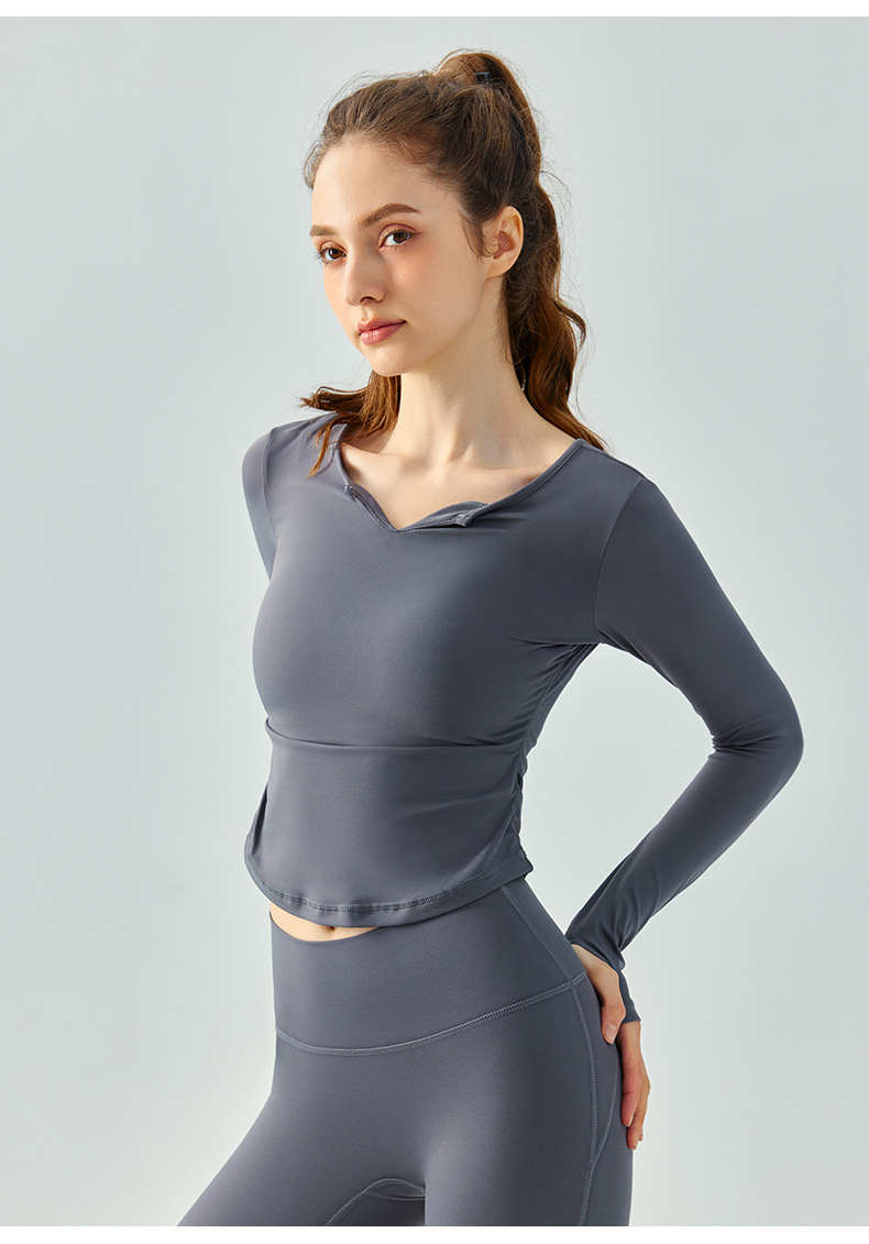 220g loose V-neck yoga suit long sleeve Z07-DSL637