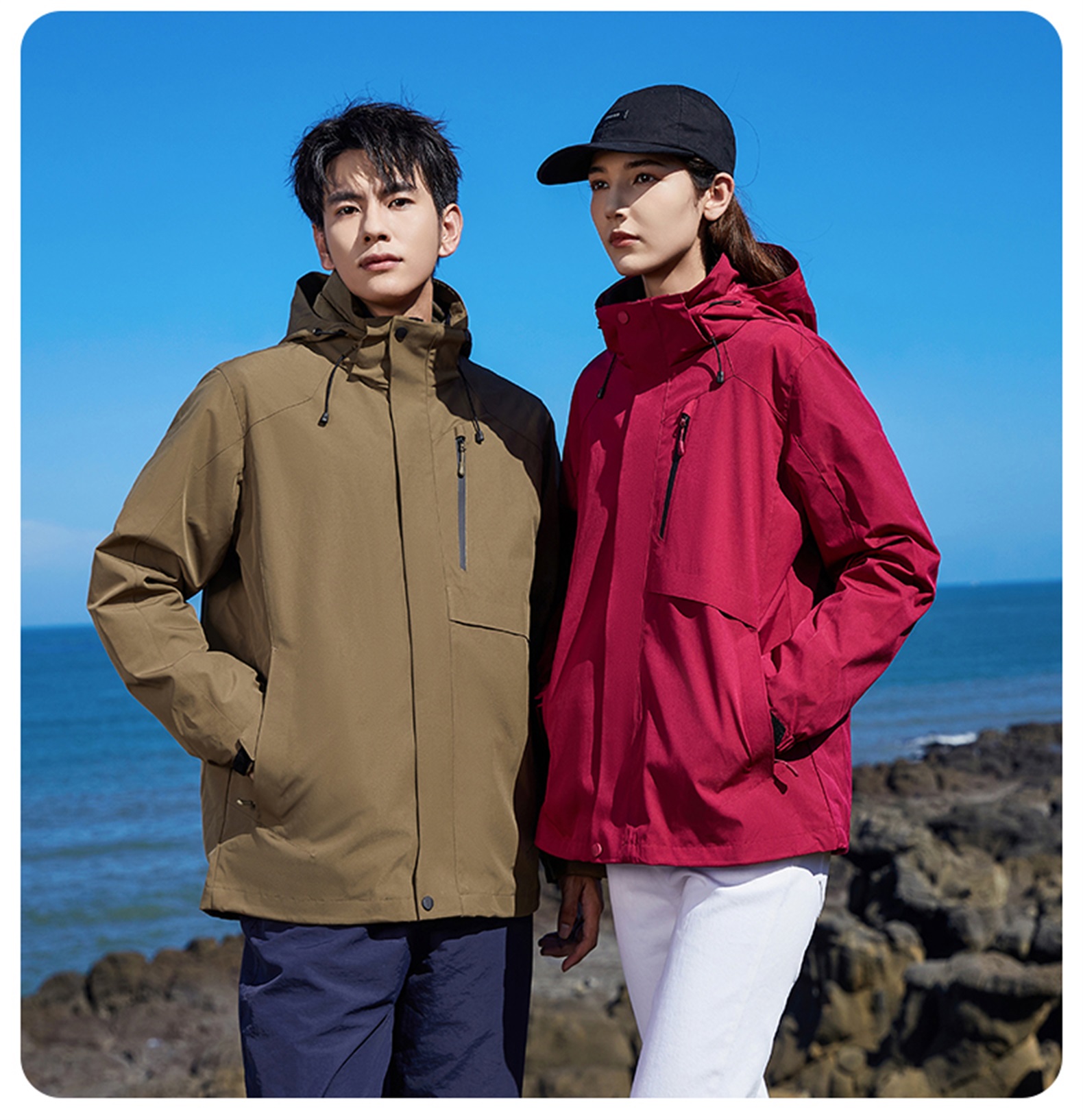 Couples casual polar fleece liner three-in-one jacket W14-79815