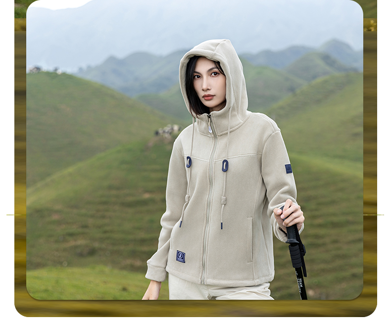 480g double-sided composite polar fleece fleece hooded jacket KG2-5316 for women