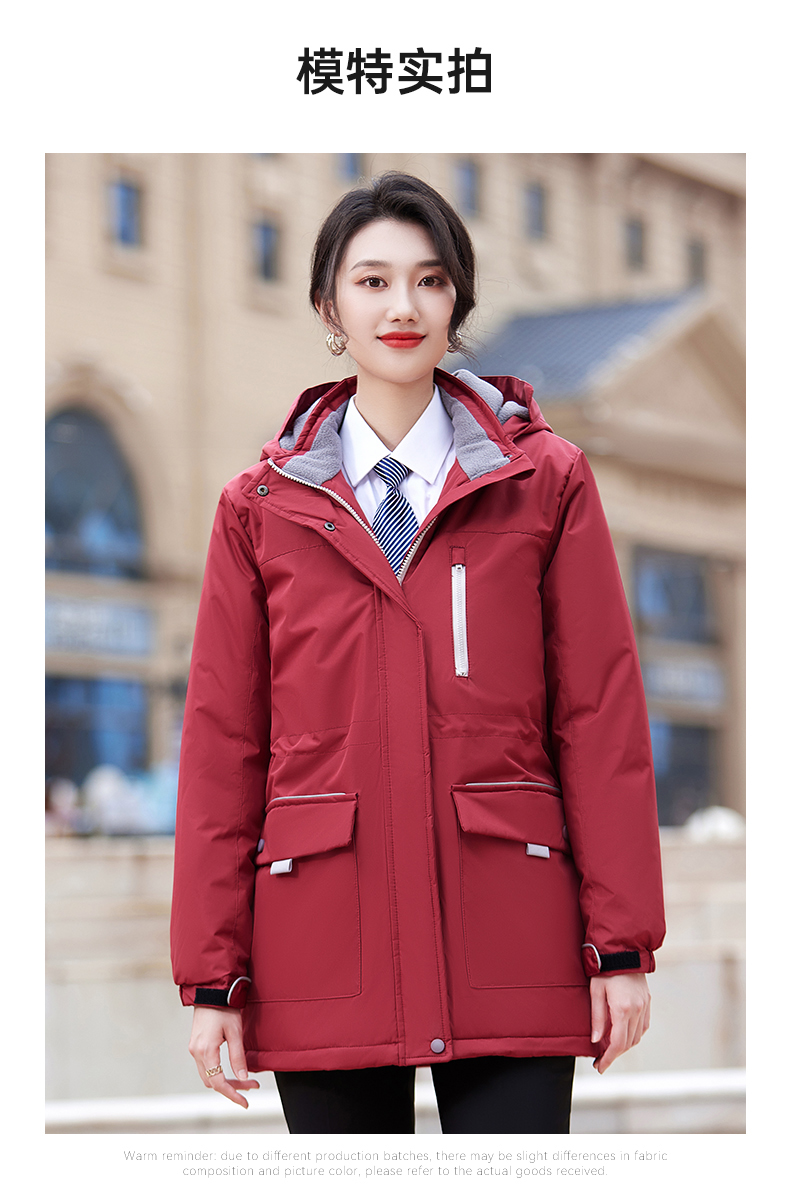 Autumn and winter warm hooded large pocket cotton jacket for women DY7-2289