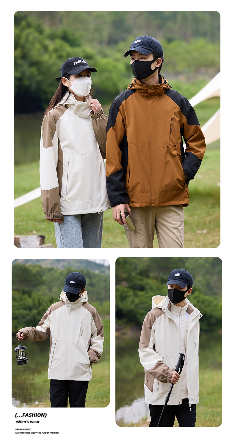 Hard shell couple three-in-one jacket KS-1818S men