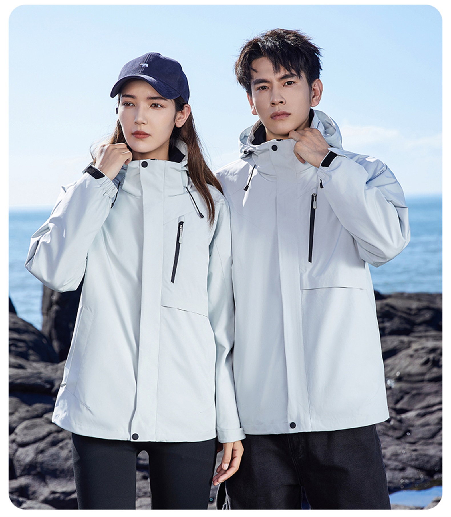 Couples casual polar fleece liner three-in-one jacket W14-79815