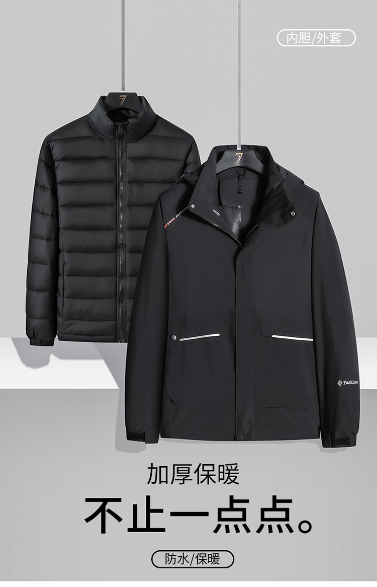 Warm and thickened two-piece three-in-one down cotton liner jacket for men KE-6966