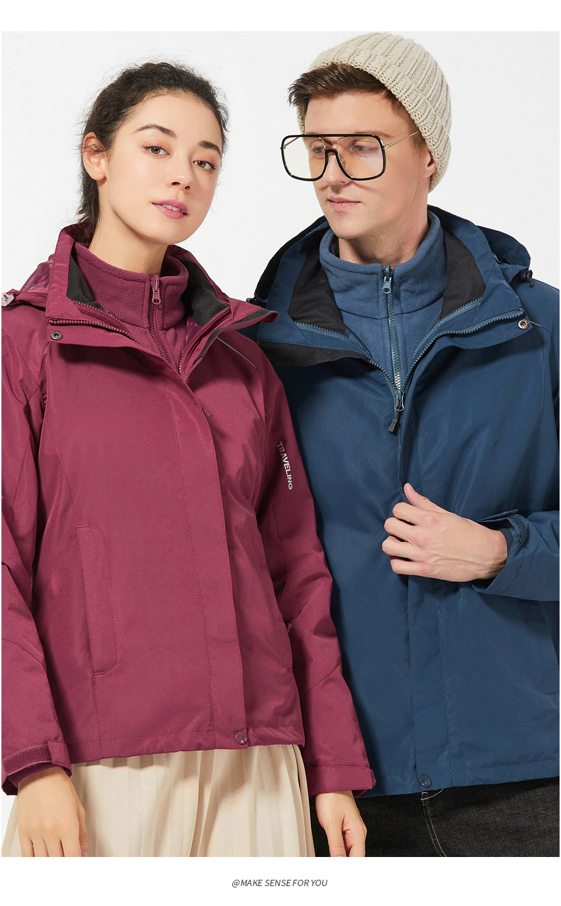 Removable polar fleece liner three-in-one jacket V03-1855 for women