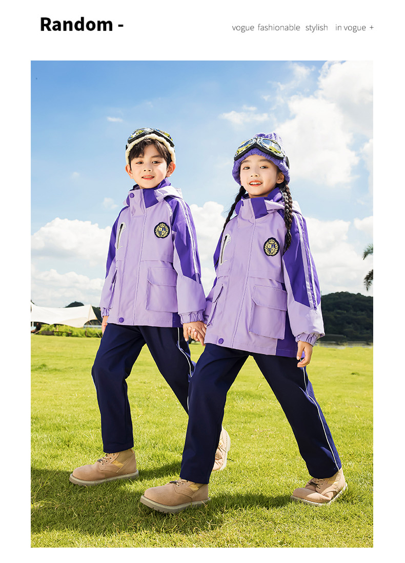 Campus style cold-proof warm jacket three-in-one children style 215-9133 two-piece set (with label)