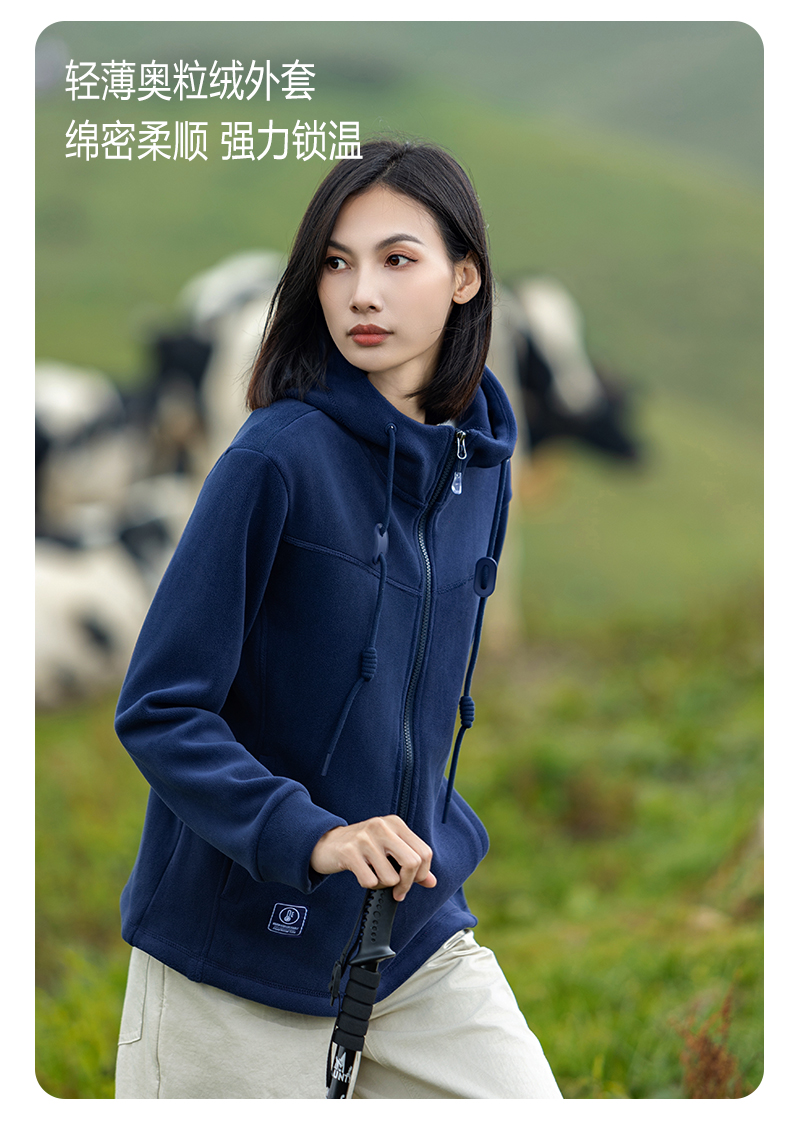 480g double-sided composite polar fleece fleece hooded jacket KG2-5316 for women