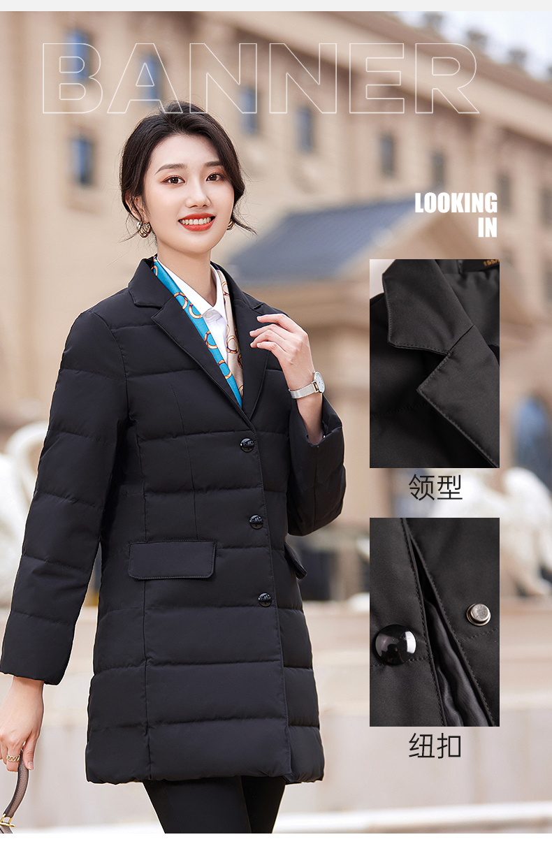 Lapel Thickened Down Cotton Jacket Mid-Length Women Model DY7-253 Women Model