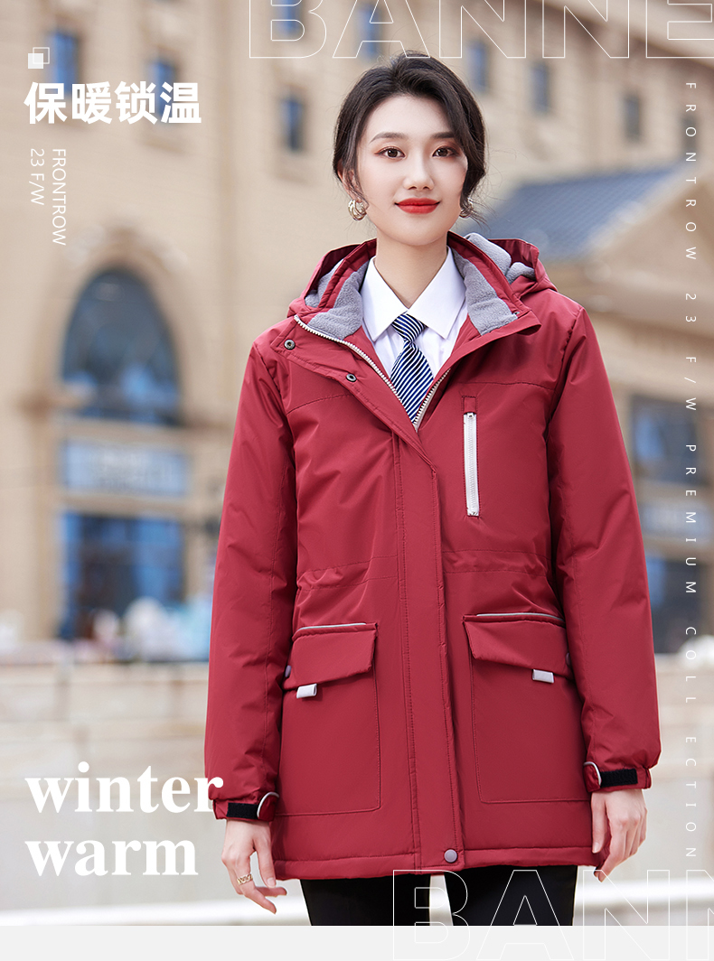 Autumn and winter warm hooded large pocket cotton jacket for women DY7-2289